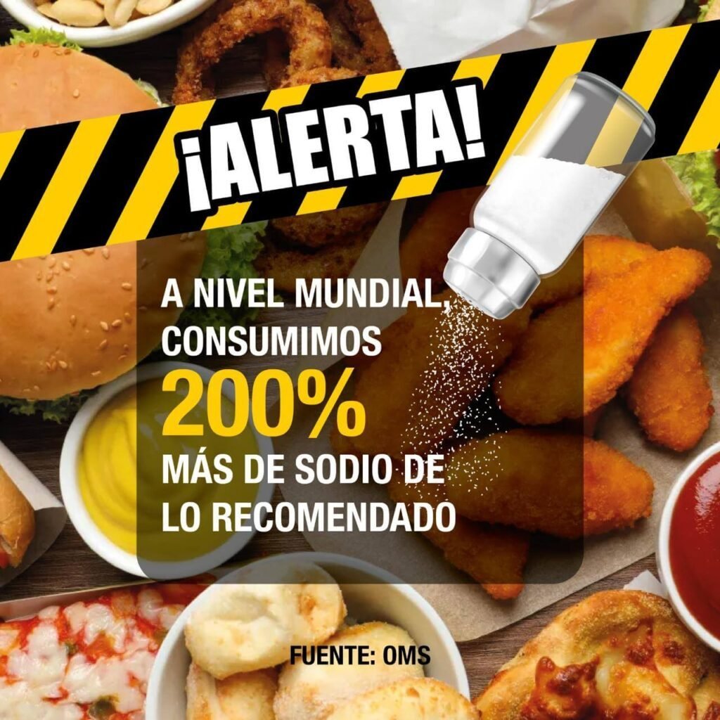 A nivel mundial, consumimos 200% más de sodio de lo recomendado